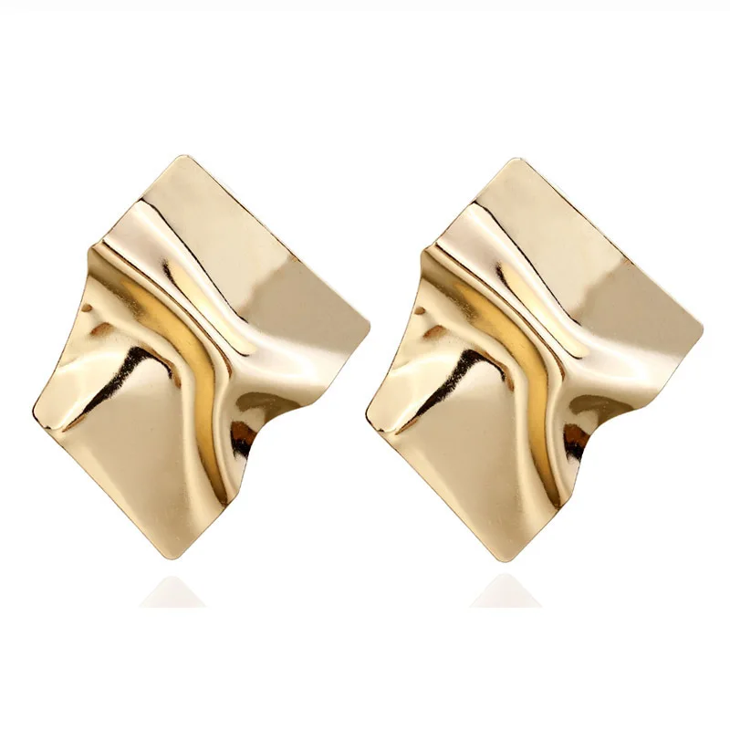 Large Gold Square Drop Earrings for Women 2 Large Gold Square Drop Earrings for Women - Image 2