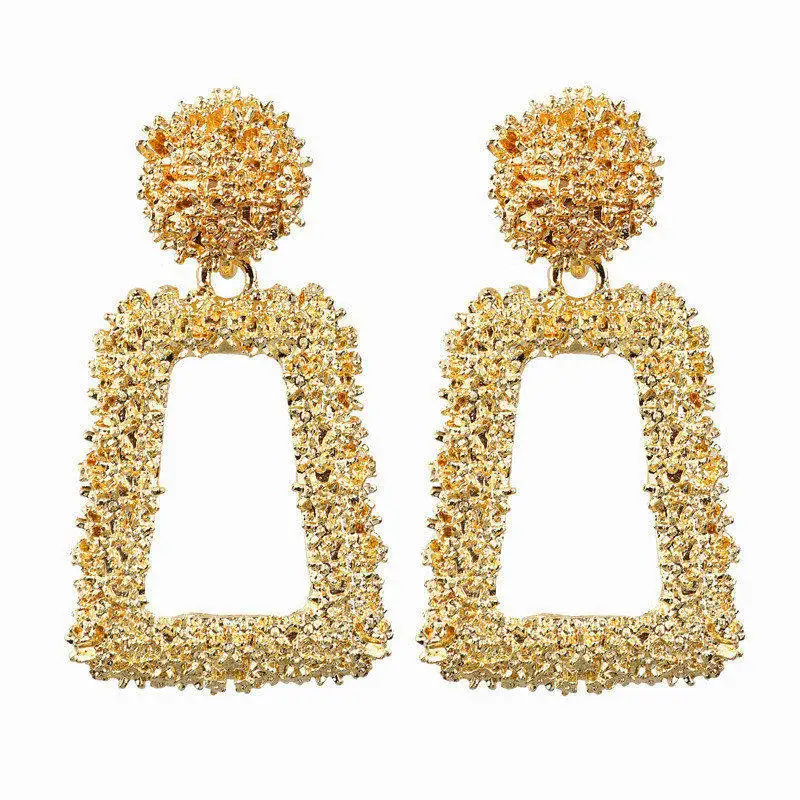 Large Gold Square Drop Earrings for Women 8 Large Gold Square Drop Earrings for Women - Image 8