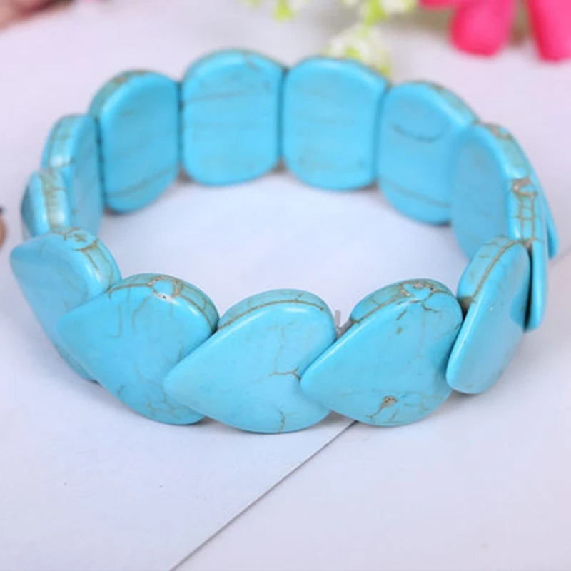 Turquoise Boho Heart Stone Bracelet 2 Turquoise Boho Heart Stone Bracelet - Image 2
