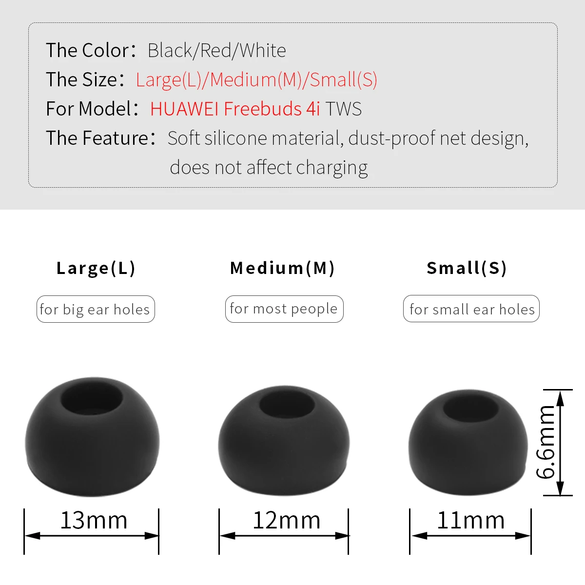 Silicone Ear Tips for Huawei FreeBuds 4i 4 Silicone Ear Tips for Huawei FreeBuds 4i - Image 4