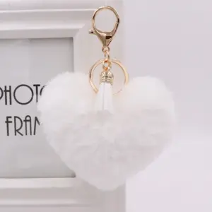 Pink Fluffy Heart Keychain with Tassel 15 Hc1008e462f724329a682daf8739cac1da