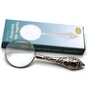 Vintage 5X Carved Magnifier with Silver Handle 8 Hc5838efd39314bf284aade9a20439929r