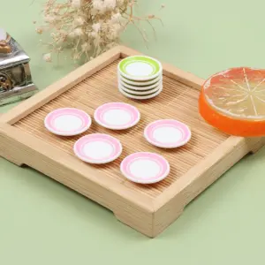 Miniature Dollhouse Ceramic Dish Set in Pink and Green 10 Hcf6bfb9f329f415dbbd555e332c1b1a7v