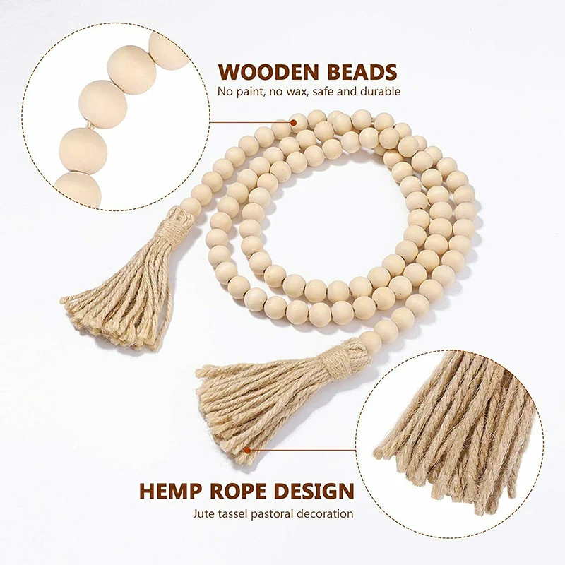 Rustic Wooden Bead Garland for Home Decor 3 Rustic Wooden Bead Garland for Home Decor - Image 3
