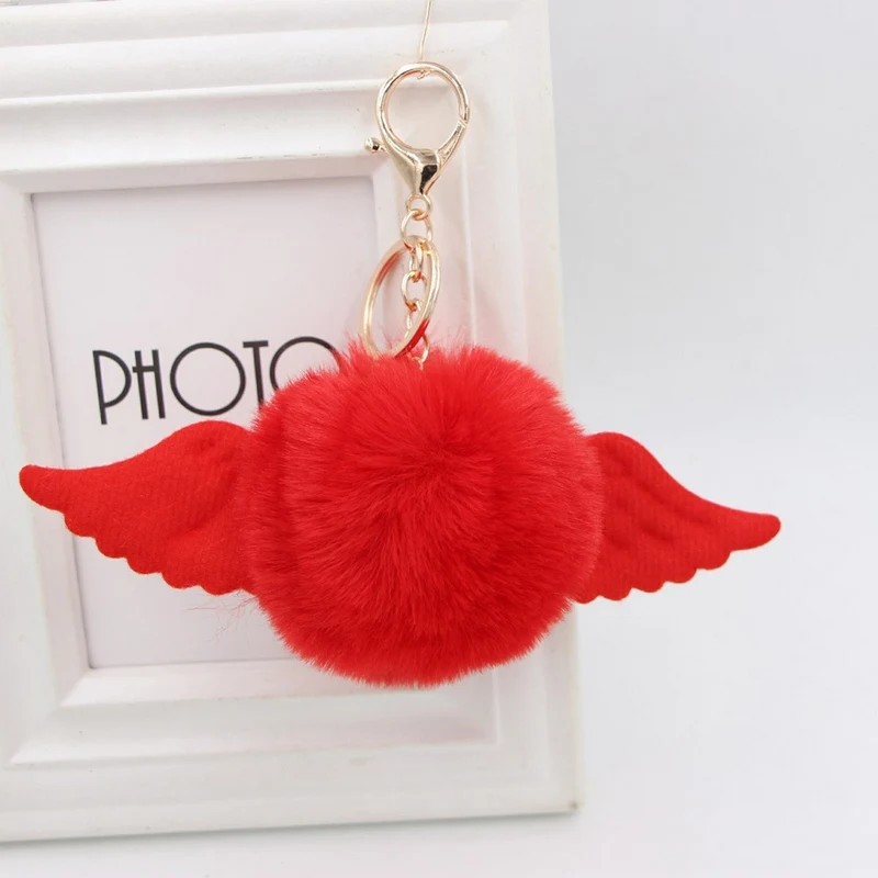 Angel Wings Rabbit Fur Ball Keychain 7 Angel Wings Rabbit Fur Ball Keychain - Image 7