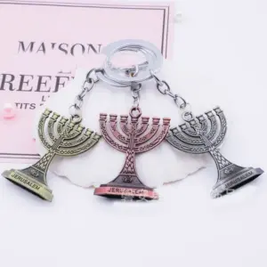 Vintage Menorah Keychain with Antique Finish 11 Hf330eb7c8fdb4df3af539f28d27e6661Q