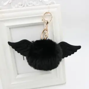 Angel Wings Rabbit Fur Ball Keychain 12 Hfc38e78e379643af9c22691f7ee602f27