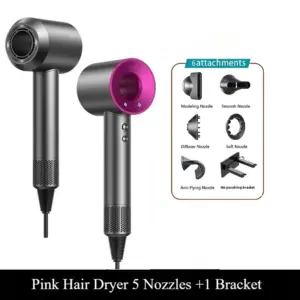 Pink Cordless Hair Dryer with Magnetic Nozzles 15 S003f544ecc90468bbe6f09dd418d231eb