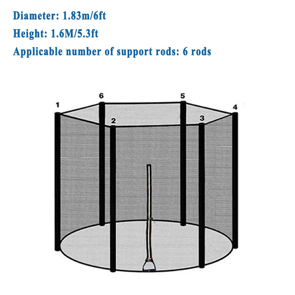 Black Outdoor Trampoline Safety Net for 6-12ft 7 Black Outdoor Trampoline Safety Net for 6-12ft - Image 7