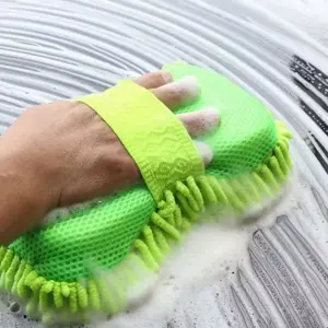 Vibrant Green Chenille Car Washing Gloves Set 13 S013f89f449514c8d9d5441b7d9074e53n