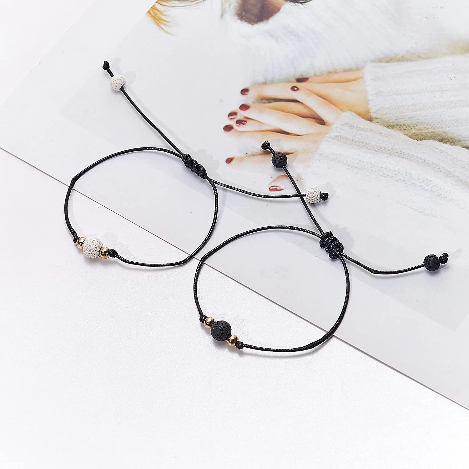 Adjustable Couple’s Bracelets Set in Waterproof Yarn 5 Adjustable Couple’s Bracelets Set in Waterproof Yarn - Image 5