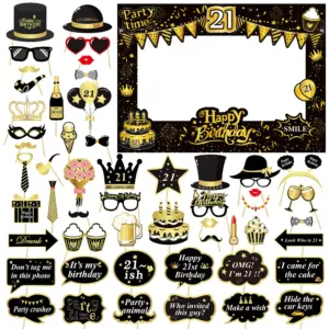 Elegant Black and Gold Birthday Photo Props Set 7 S0226b8e05780465d8239ff75ab5a42c8e