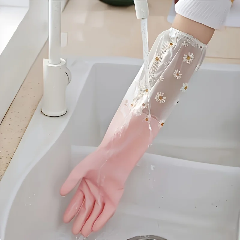 Pink Waterproof Household Cleaning Gloves 2 Pink Waterproof Household Cleaning Gloves - Image 2