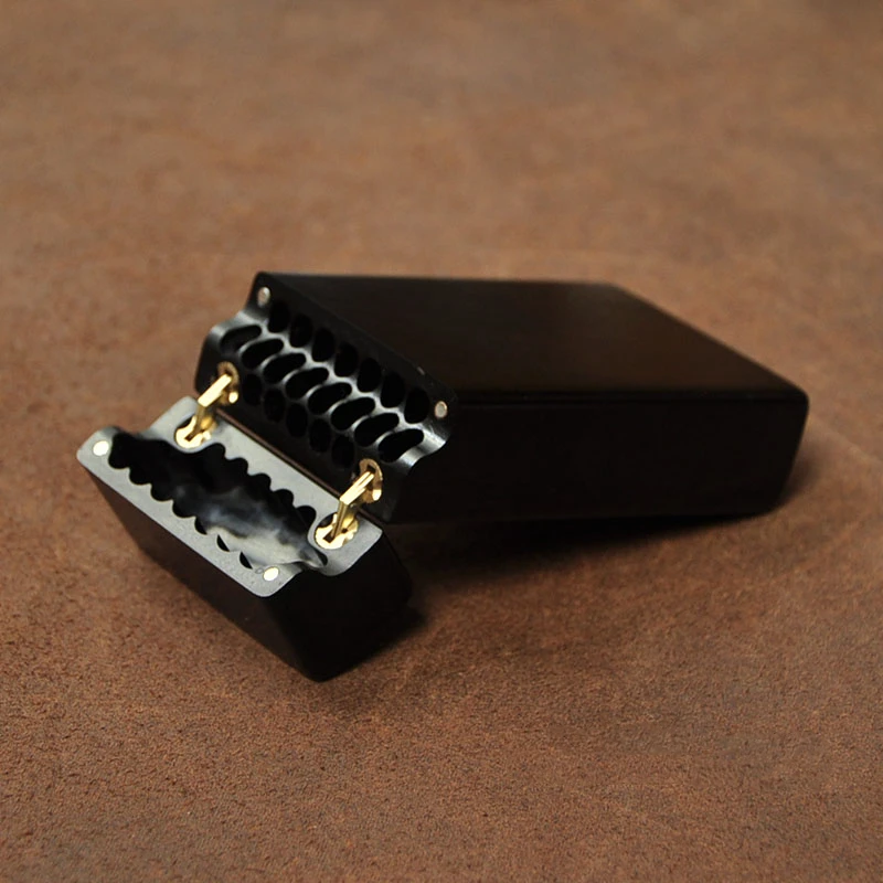 Elegant Ebony Cigarette Case with Brass Hinges 2 Elegant Ebony Cigarette Case with Brass Hinges - Image 2