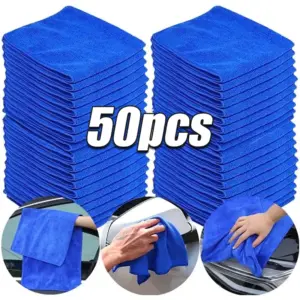 Bright Blue Microfiber Towel Set for Cleaning