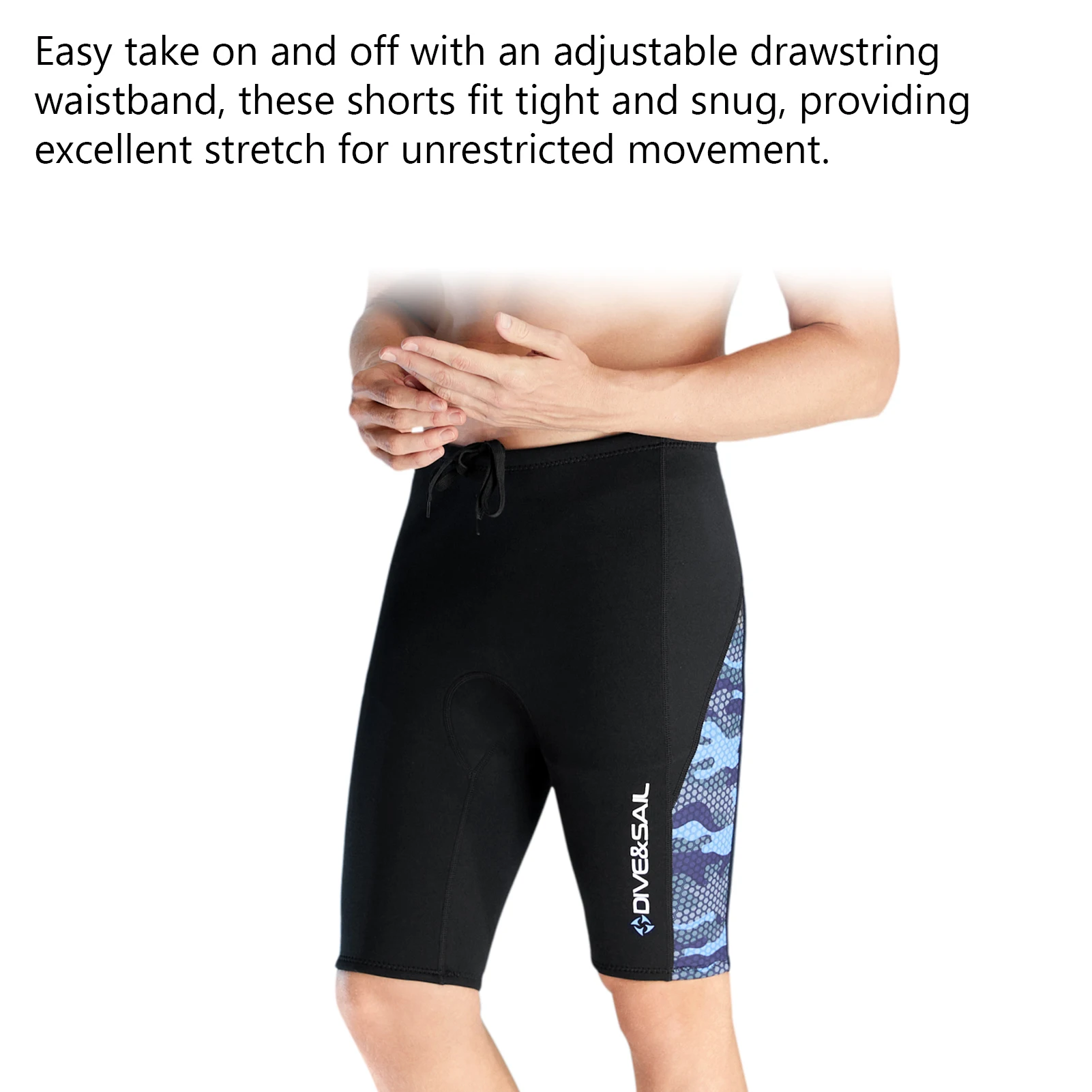 Black and Blue Camouflage Wetsuit Shorts for Women 4 Black and Blue Camouflage Wetsuit Shorts for Women - Image 4