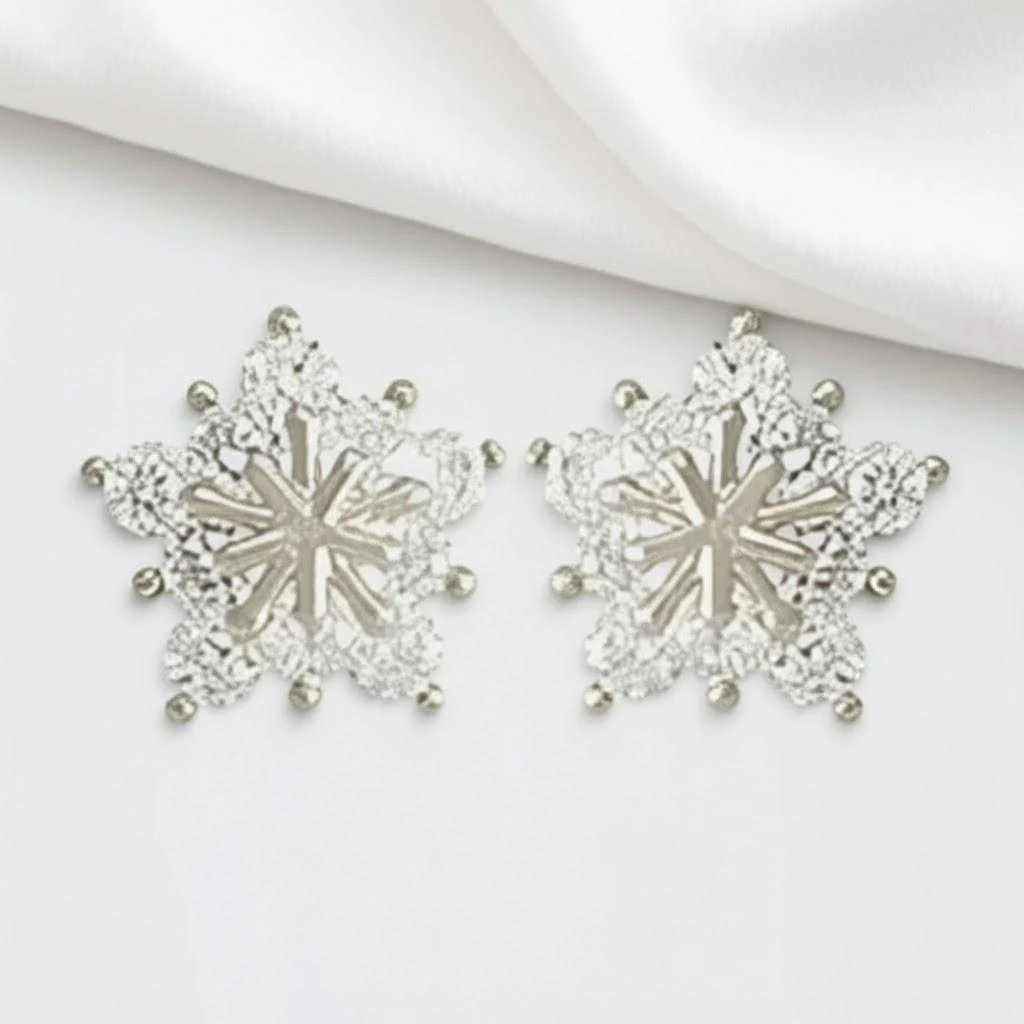 Elegant Snowflake Stud Earrings in Rose Gold 8 Elegant Snowflake Stud Earrings in Rose Gold - Image 8