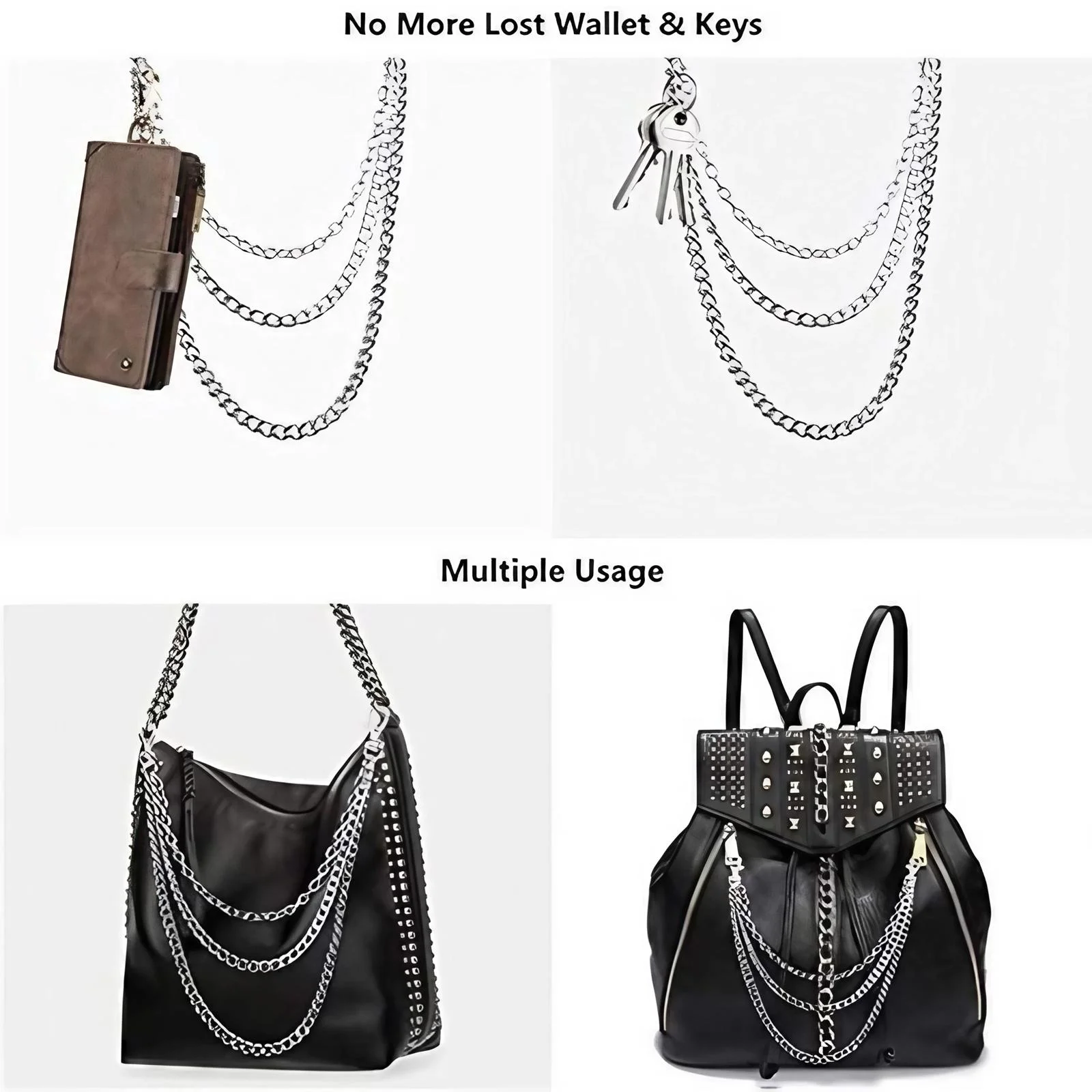 Unisex Silver Zinc Alloy Pants Chain Style D 6 Unisex Silver Zinc Alloy Pants Chain Style D - Image 6