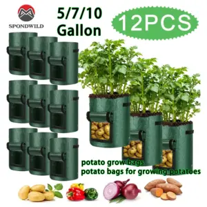 Durable 10-Gallon Vegetable Grow Bag Set