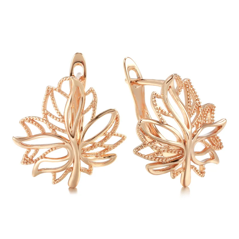 Leaf-Shaped Gold Hoop Earrings for Women 3 Leaf-Shaped Gold Hoop Earrings for Women - Image 3