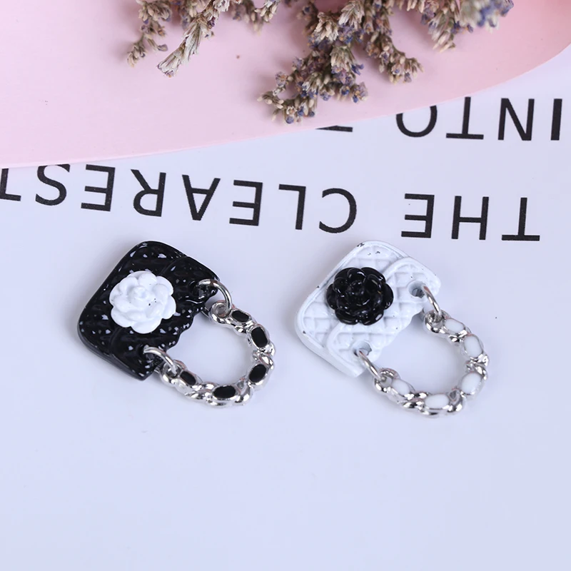 Miniature Dollhouse Handbag in Black and White 4 Miniature Dollhouse Handbag in Black and White - Image 4