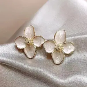 Floral Stud Earrings in Gold Finish 11 S0673ea8453fb48c6a7a0a680f37b88aa9