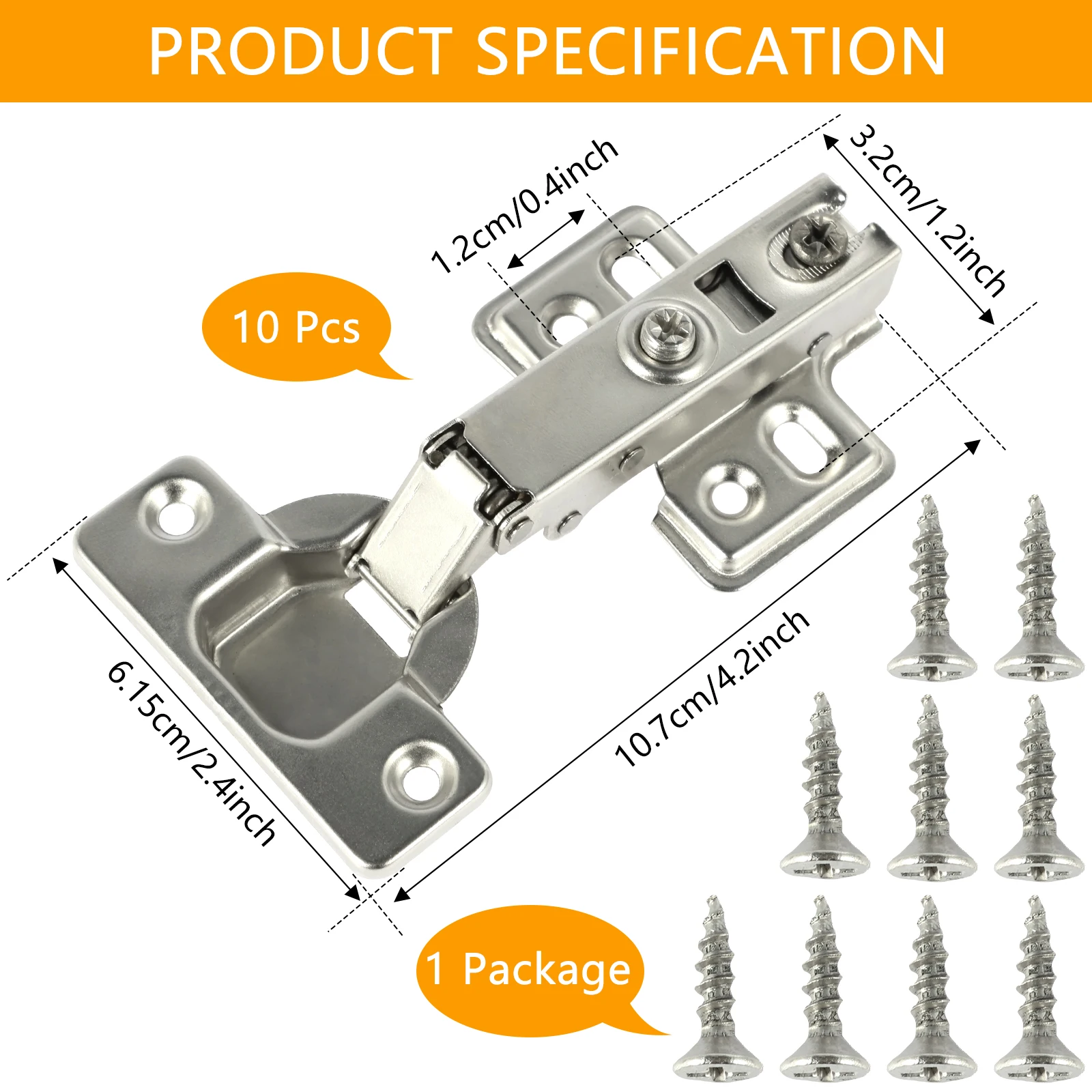 Modern Stainless Steel Cabinet Hinge Set 6 Modern Stainless Steel Cabinet Hinge Set - Image 6
