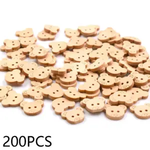 Wooden Bear Buttons Set of 50, 100, 200pcs 15 S0751e6c50aba4b09899efa9f68828bc9V