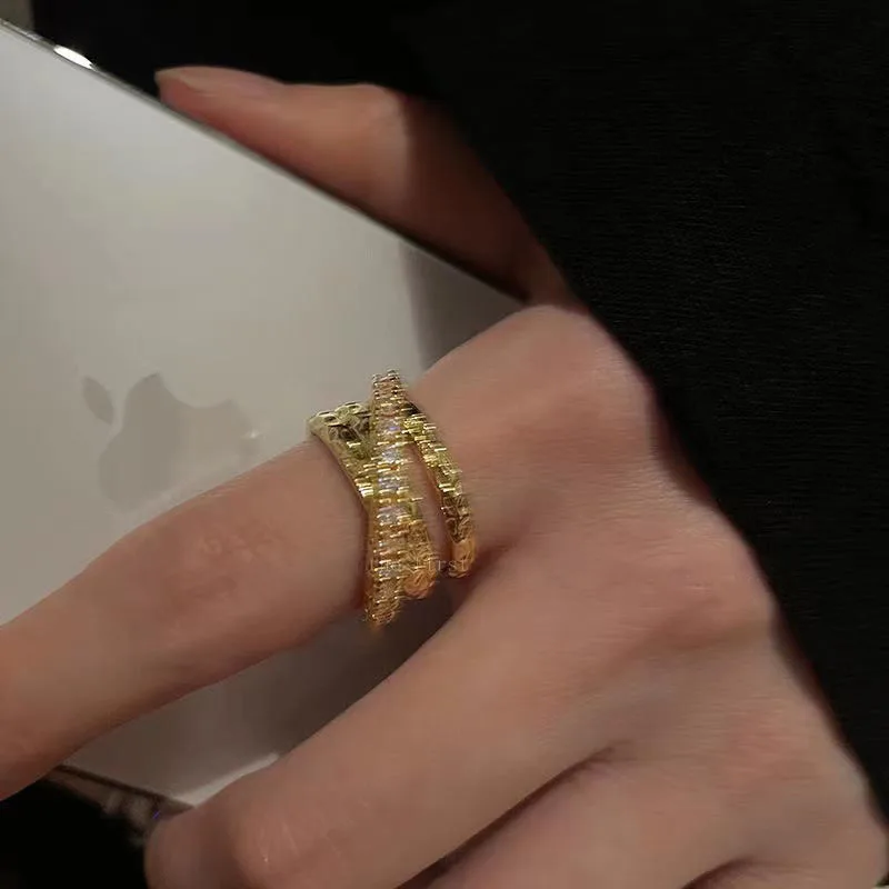 Vintage Open Ring with Rhinestones 3 Vintage Open Ring with Rhinestones - Image 3