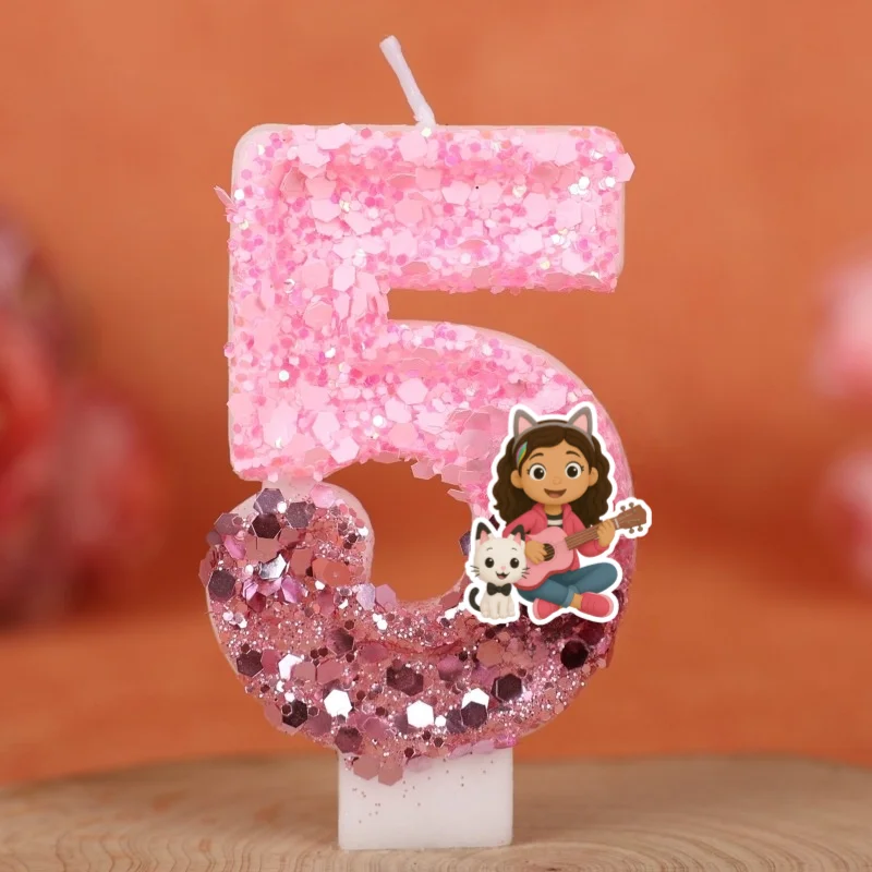Glitter Pink Number Candles for Celebrations 5 Glitter Pink Number Candles for Celebrations - Image 5