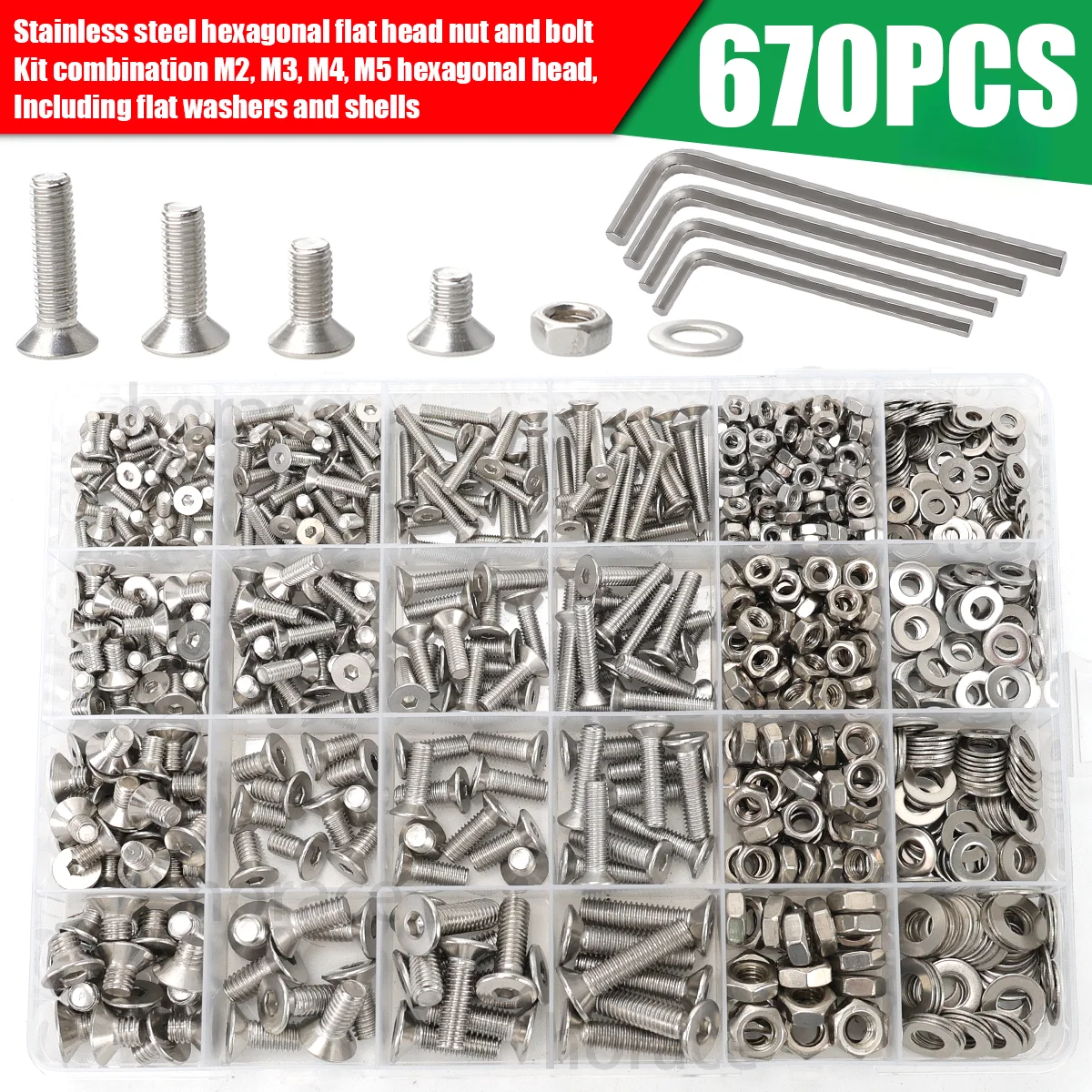 670-Piece Stainless Steel Countersunk Bolt Set 1 670-Piece Stainless Steel Countersunk Bolt Set