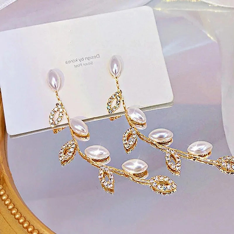 Elegant Gold Drop Earrings with Crystal Stones 5 Elegant Gold Drop Earrings with Crystal Stones - Image 5
