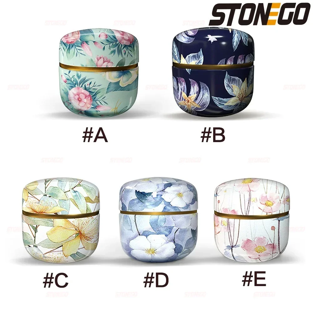 Elegant Floral Tin Storage Jar with Gold Band 6 Elegant Floral Tin Storage Jar with Gold Band - Image 6