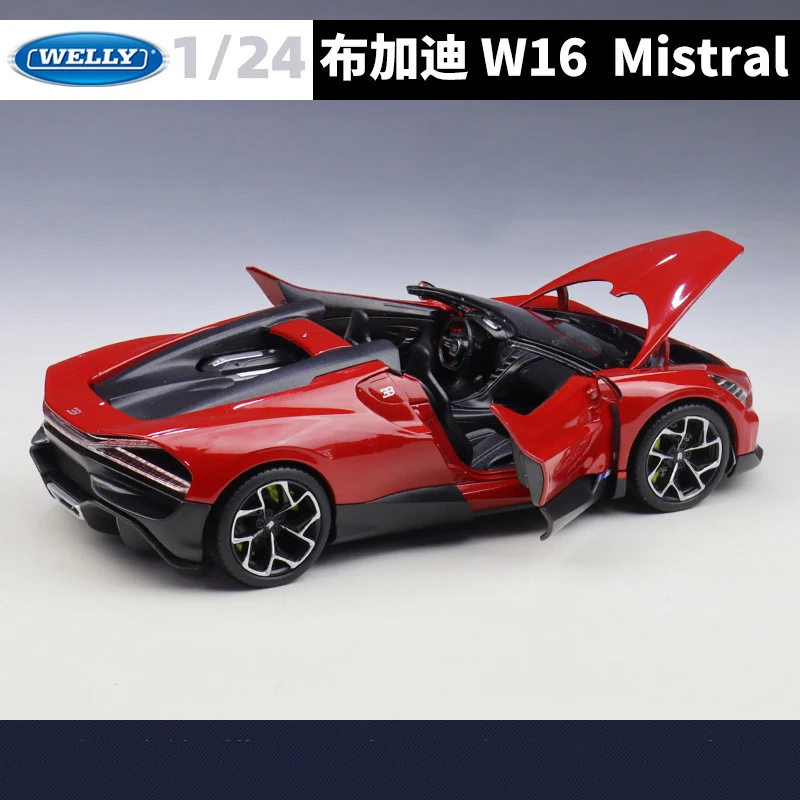 Bugatti W16 Mistral 1:24 Diecast Model in Red 6 Bugatti W16 Mistral 1:24 Diecast Model in Red - Image 6