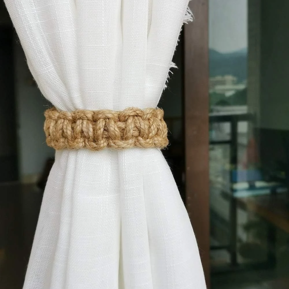 Rustic Hemp Curtain Tieback Set 5 Rustic Hemp Curtain Tieback Set - Image 5