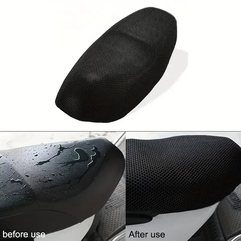 Black Honeycomb Mesh Motorcycle Seat Cover 5 Black Honeycomb Mesh Motorcycle Seat Cover - Image 5