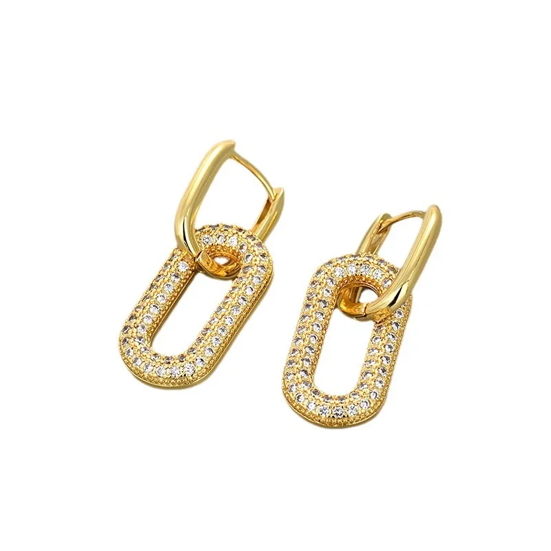 Geometric Ellipse Drop Earrings in Gold and Silver 4 Geometric Ellipse Drop Earrings in Gold and Silver - Image 4