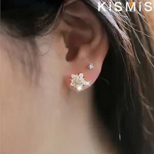 Elegant Snowflake Stud Earrings in Rose Gold 11 S121126a3b66e44e39e782c7a6f92420eU
