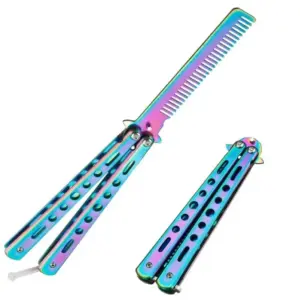 Foldable Stainless Steel Comb with Titanium Finish 13 S129934baabe8493f843943fa33548f16H