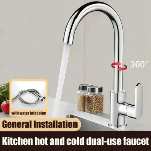 Silver Modern Kitchen Faucet with Arched Spout