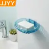 Blue Wall-Mounted Soap Holder with Adhesive