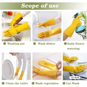 Bright Yellow Silicone Kitchen Gloves Set 7 S13ffd26e7b11403e9d0dde9e97e65796V