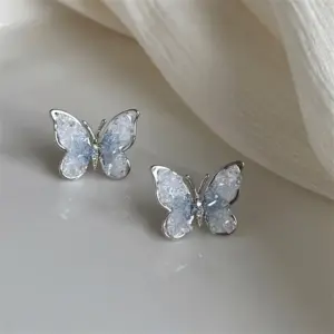 Vintage Butterfly Stud Earrings with Crystal Zircon 17 S14970663286c4bf184630b193fdcaaa6L