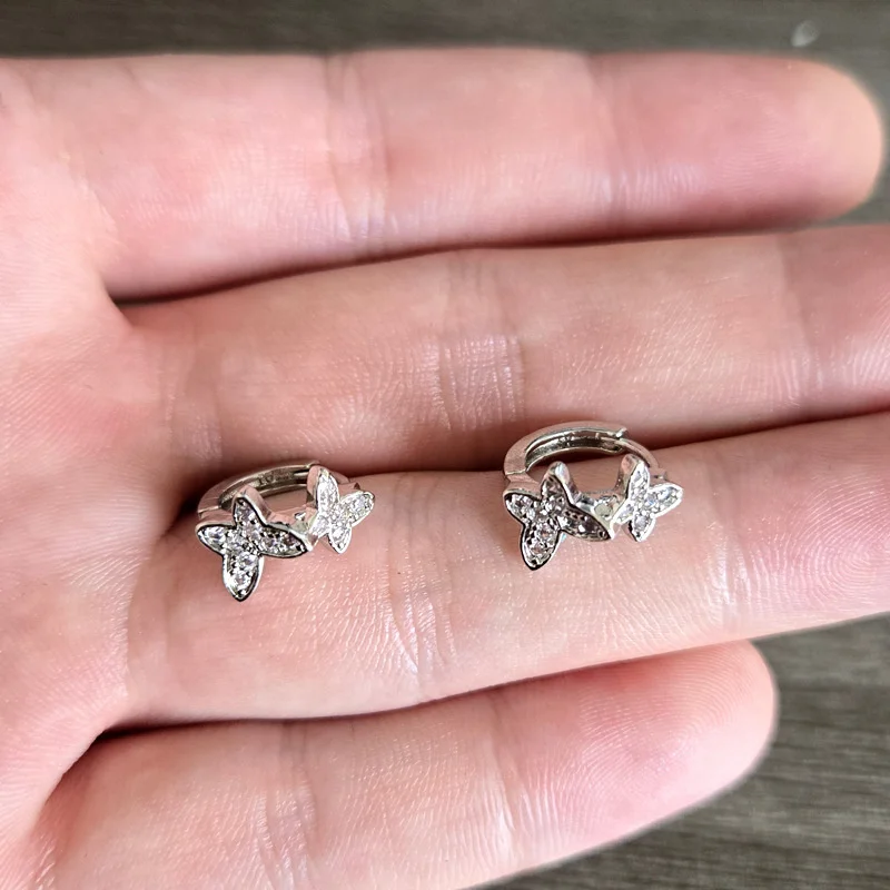 Stainless Steel Butterfly Hoop Earrings Set 5 Stainless Steel Butterfly Hoop Earrings Set - Image 5