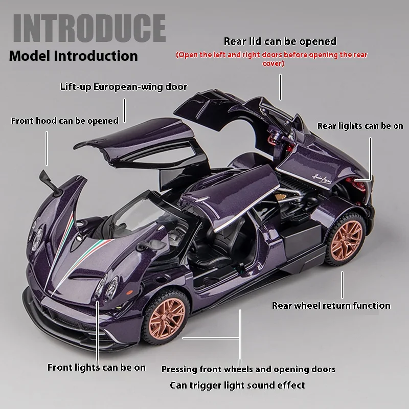 Pagani Huaya 1:24 Diecast Model Car 6 Pagani Huaya 1:24 Diecast Model Car - Image 6