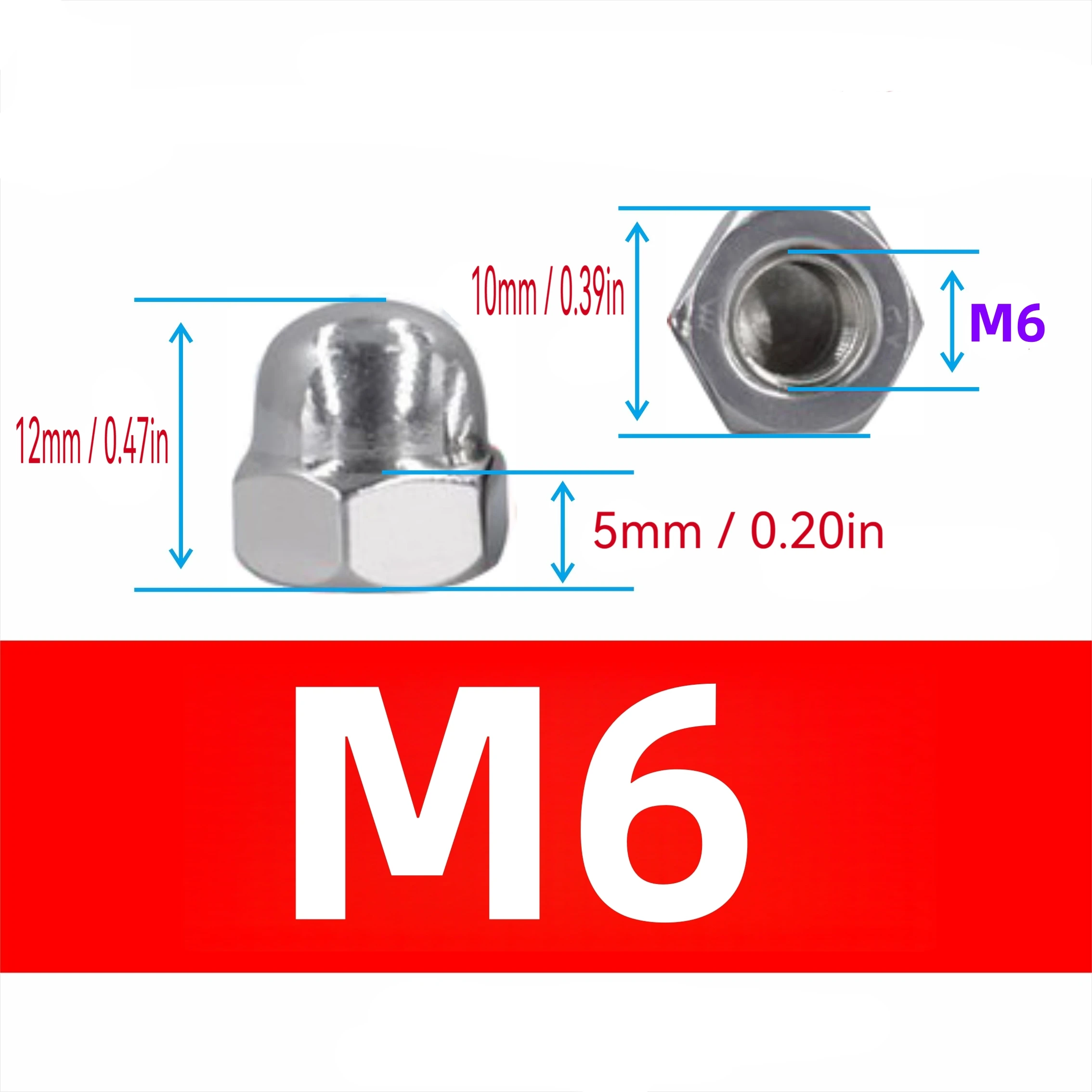 Stainless Steel Acorn Nuts Set (M3–M12) 5 Stainless Steel Acorn Nuts Set (M3–M12) - Image 5