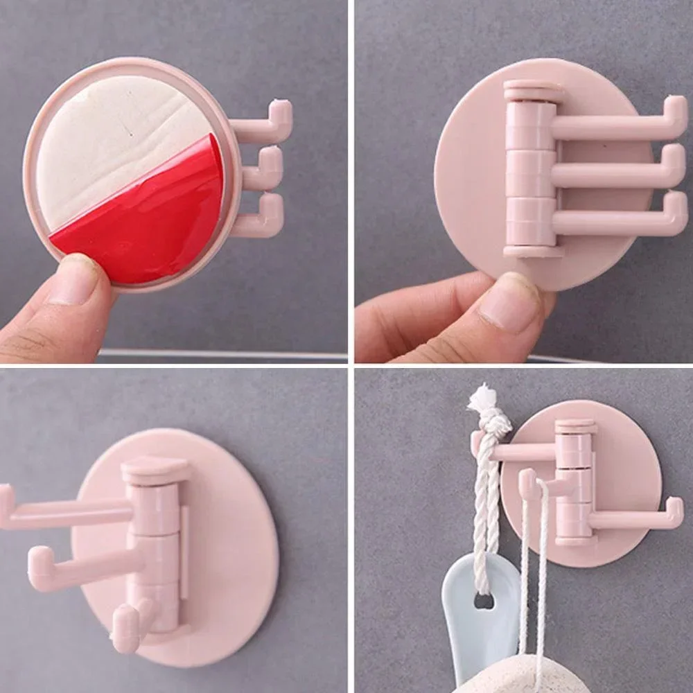 White Wall-Mounted Hook with Swinging Hooks 2 White Wall-Mounted Hook with Swinging Hooks - Image 2