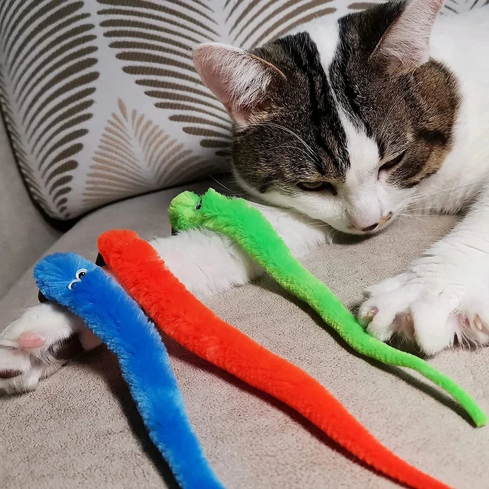 Colorful Plush Cat Worm Toy Set with Bells 5 Colorful Plush Cat Worm Toy Set with Bells - Image 5