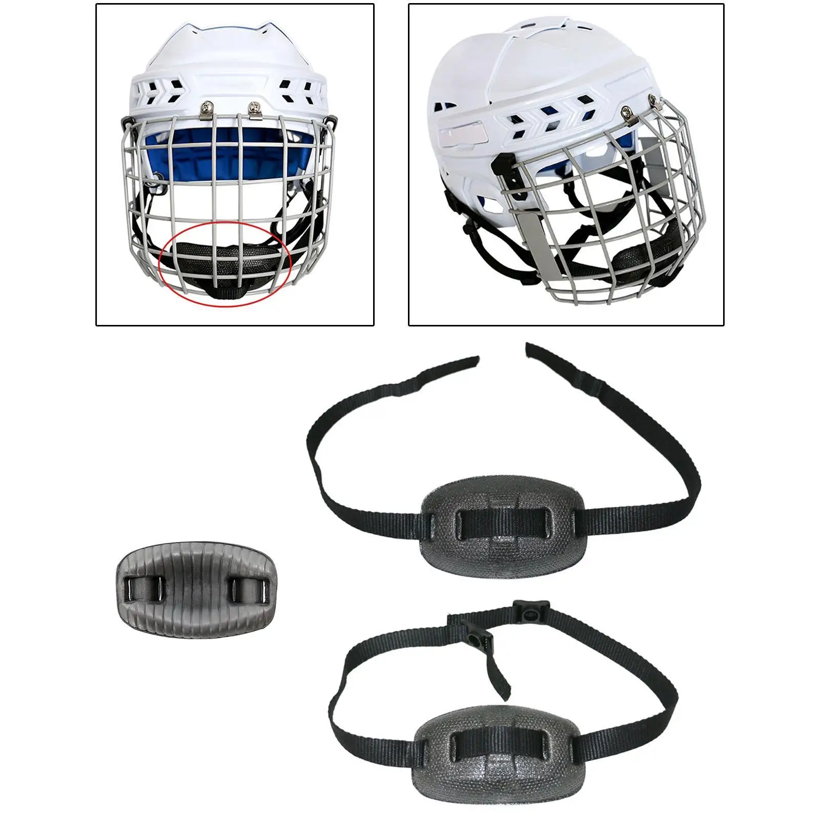 White Hockey & Football Helmet Chin Pad 2 White Hockey & Football Helmet Chin Pad - Image 2