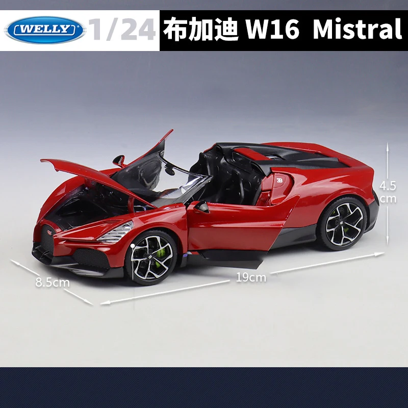 Bugatti W16 Mistral 1:24 Diecast Model in Red 5 Bugatti W16 Mistral 1:24 Diecast Model in Red - Image 5